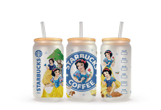 Snow White Starbucks - Beer Can Glass
