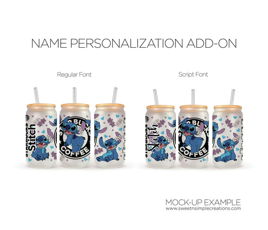 Name Personalization - $5 Add-on - Beer Can Glass