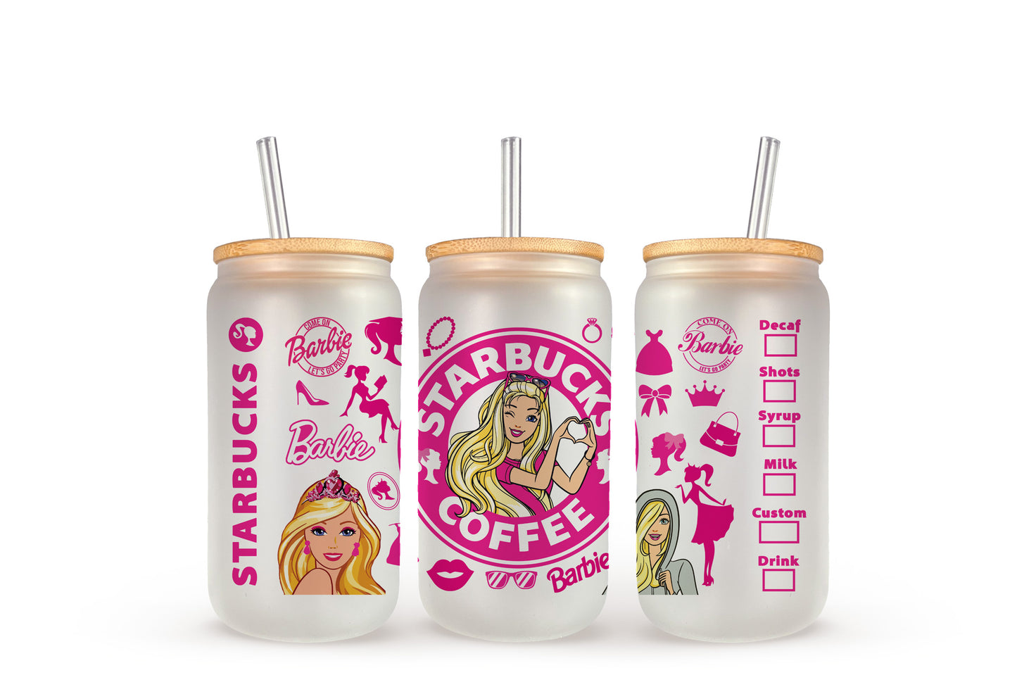 Barbie Starbucks - Beer Can Glass