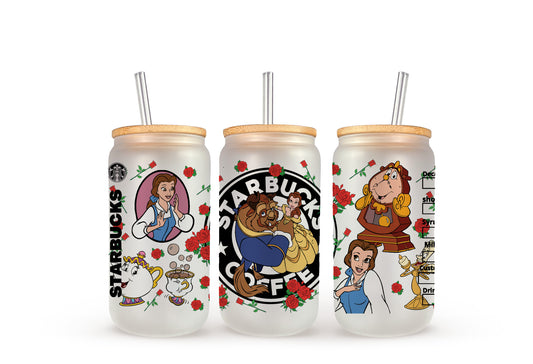 Beauty & The Beast Starbucks - Beer Can Glass