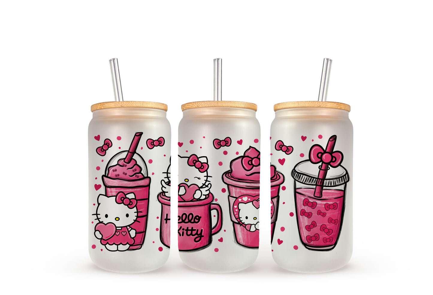 Hello Kitty - Pink Drinks & Bows - Beer Can Glass