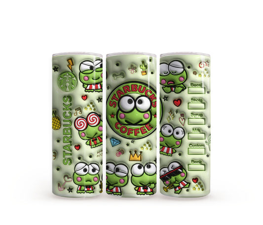 Keroppi 3D Puffy Starbucks - 20oz Slim Tumbler