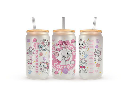 Marie Starbucks (The Aristocats) - Beer Can Glass