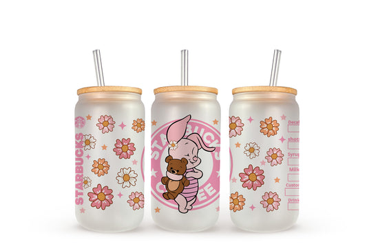 Piglet Starbucks - Beer Can Glass