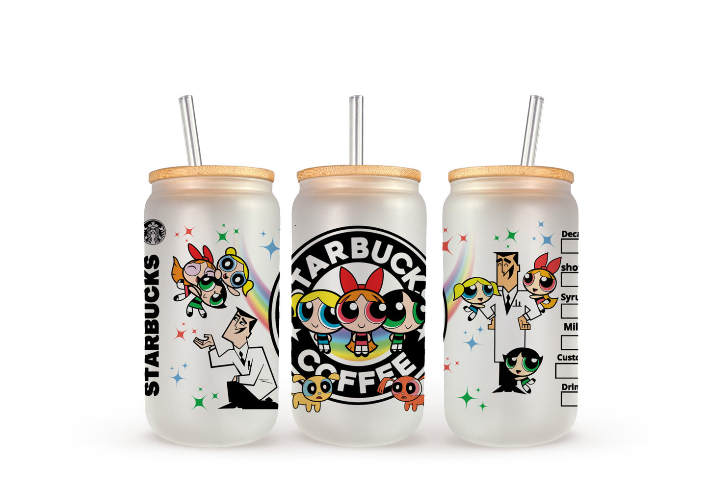 Powerpuff Girls Starbucks - Beer Can Glass