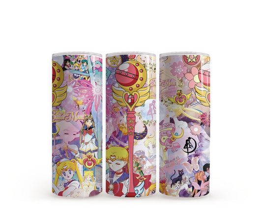 Sailor Moon Pink Collage - 20oz Slim Tumbler
