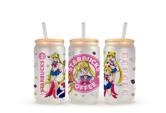Sailor Moons - Pink Starbucks - Beer Can Glass
