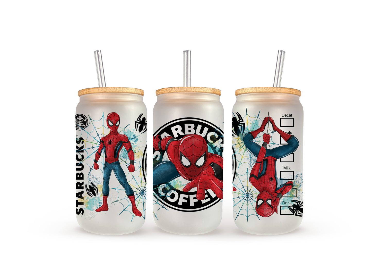 Spiderman Starbucks - Beer Can Glass