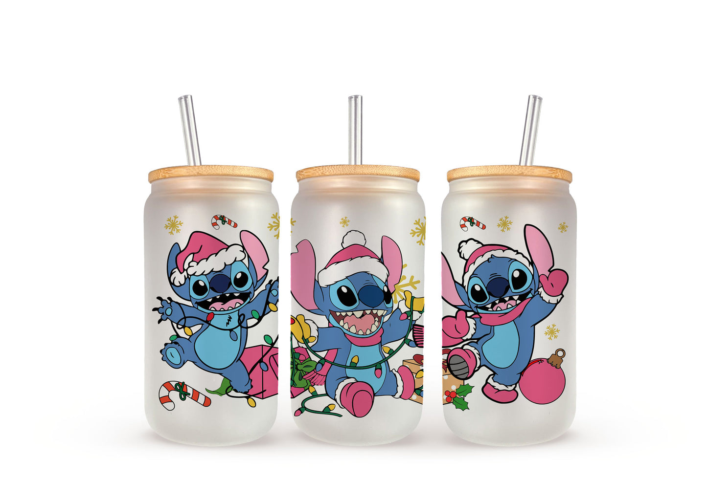 Stitch Christmas - Beer Can Glass