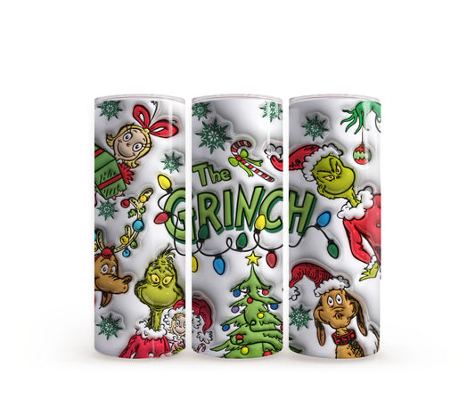 The Grinch & Friends Christmas 3D Puff - 20oz Slim Tumbler